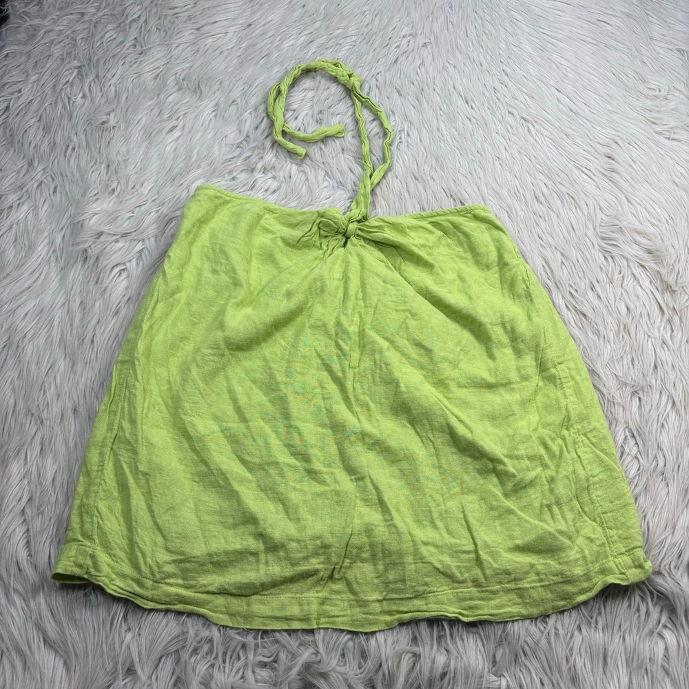 Free People Women's S Lime Green Halter Top Resort Beach Cabana Boho